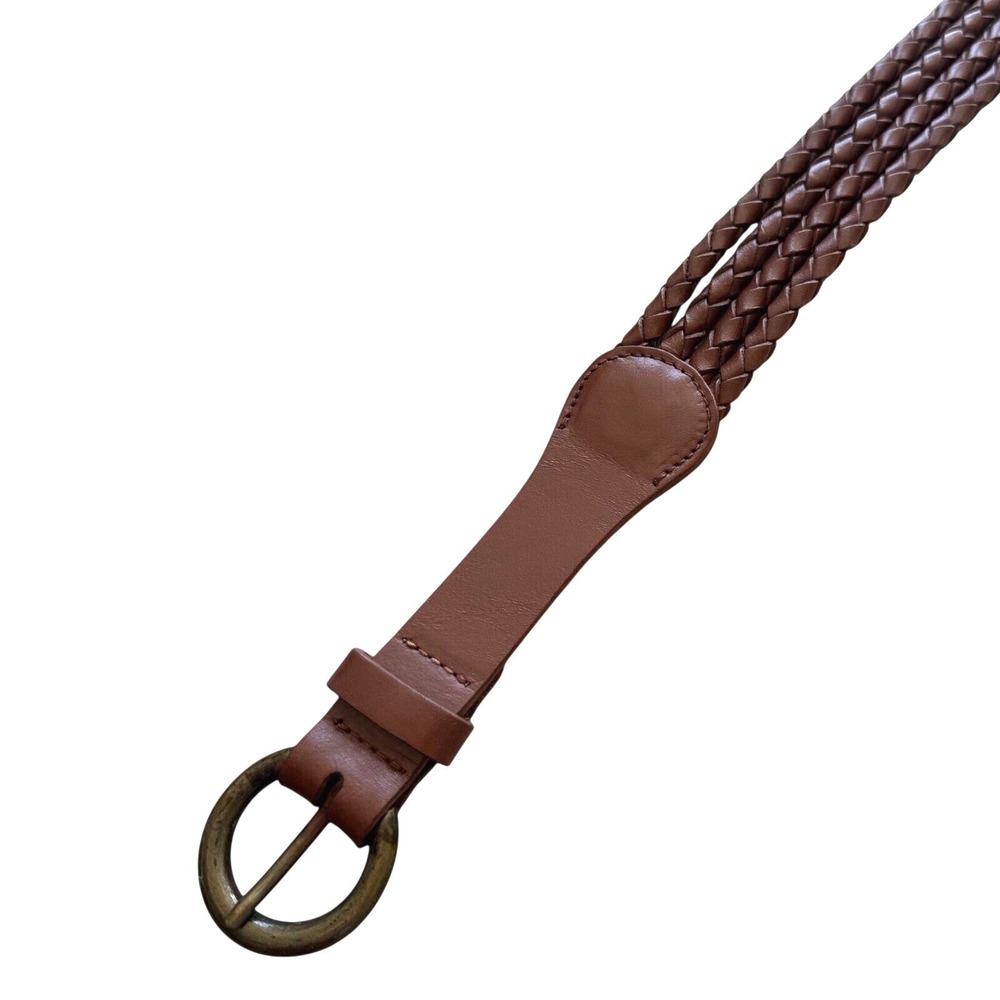 The J. Peterman Company Braided Leather Belt Womens Lg Brown Made in Italy Retro - Picture 2 of 8